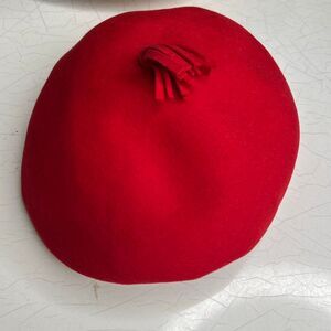 Michelle Geo. W. Bollman & Co. Doeskin 100% wool felt hat red wool felt beret wi